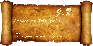 Janovicz Rápolt névjegykártya